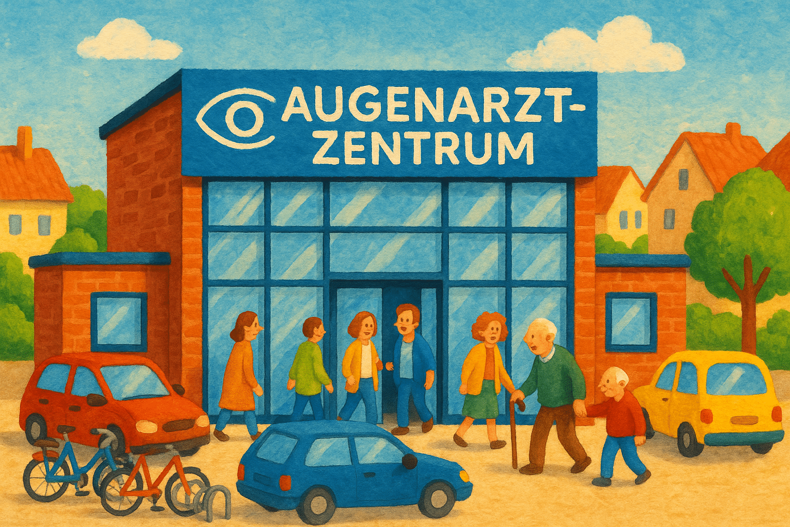 Eingang des modernen Augenarztzentrums Bad Oldesloe mit zentraler Lage und freundlicher Atmosphäre